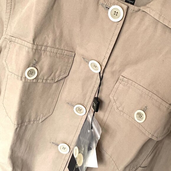 Max Mara Weekend Boxy Cargo Jacket Beige Cotton Linen Womens 4 - Picture 5 of 12